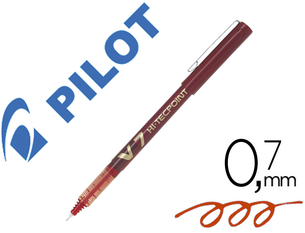 STYLO PILOT V7 CRITURE MOYENNE 0.7MM CLIP MTAL ENCRE LIQUIDE NIVEAU VISIBLE POINTE INDFORMABLE TRAIT 0.5 MM COL ROUGE