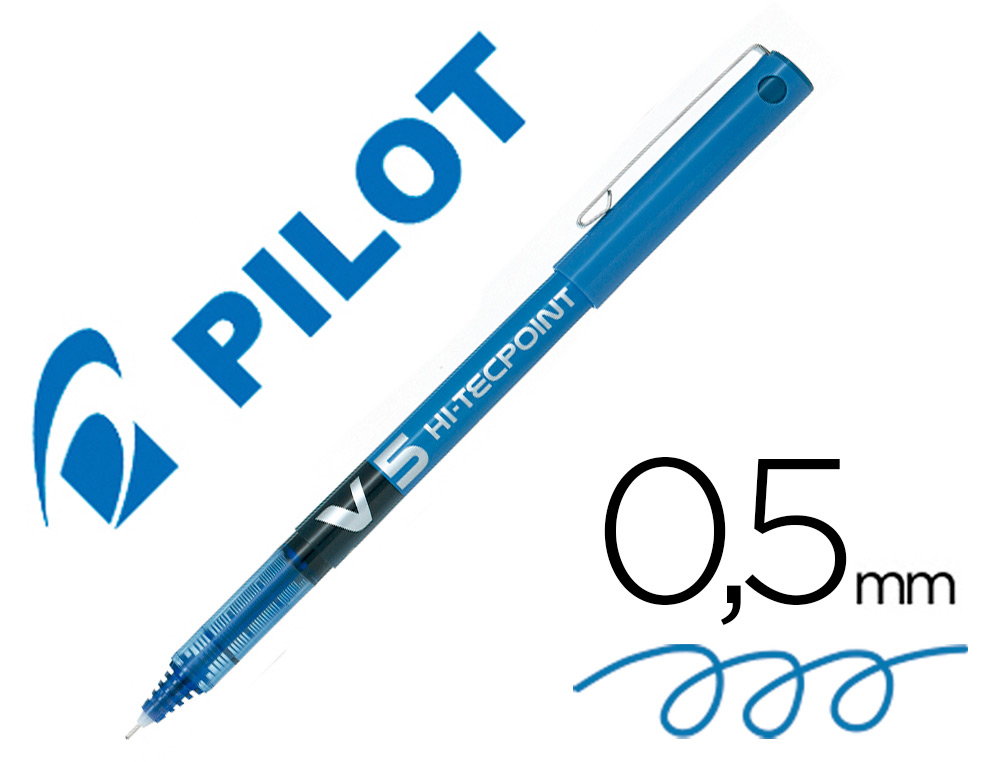 STYLO PILOT V5 CRITURE FINE 0.3MM CLIP MTAL ENCRE LIQUIDE NIVEAU VISIBLE POINTE INDFORMABLE COLORIS BLEU