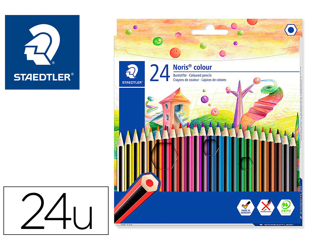 CRAYON COULEUR STAEDLER DESIGN JOURNEY HEXAGONAL MINE DOUCE COLORIS ASSORTIS CARTON DE 24 UNITES