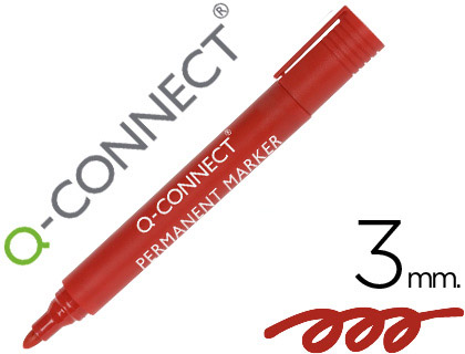 MARQUEUR Q-CONNECT PERMANENT POINTE OGIVE TRAC 3MM RSISTANTE CORPS PLASTIQUE COLORIS ROUGE