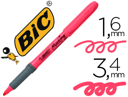 SURLIGNEUR BIC GRIP CAOUTCHOUC POINTE BISEAUTE COLORIS ROSE