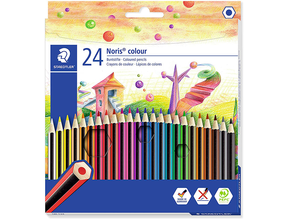 CRAYON COULEUR STAEDLER DESIGN JOURNEY HEXAGONAL MINE DOUCE COLORIS ASSORTIS CARTON DE 24 UNITES