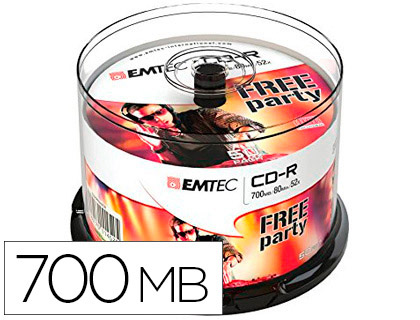 CD-R EMTEC NON REINSCRIPTIBLE 700MB 80MIN VITESSE 52X TOUR  50 UNITES