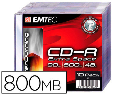 CD-R EMTEC RINSCRIPTIBLE 700MB 80MIN VITESSE 52X SLIM CASE PACK 10 UNITS