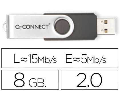 CL USB Q-CONNECT 2.0 8GB VITESSE LECTURE 15MB/S CRITURE 5MB/S CAPUCHON ROTATIF