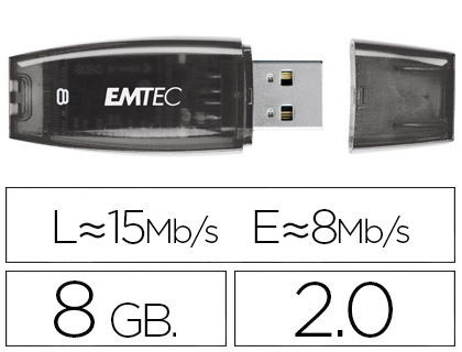 CL USB EMTEC 2.0 C410 8GO VITESSE LECTURE 15MB/S CRITURE 5MB/S AVEC CAPUCHON COLORIS TRANSPARENT VIOLET